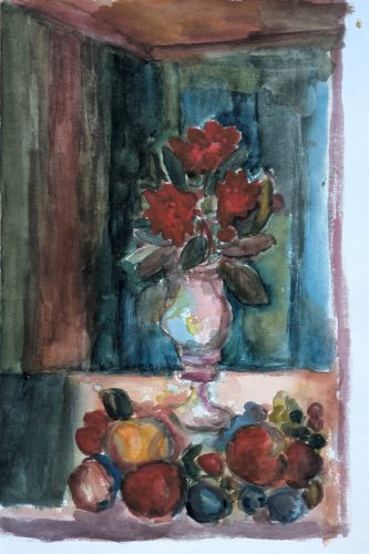3 rote Rosen in Vase