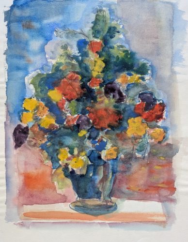 Bunter Blumenstrauss am Fenster