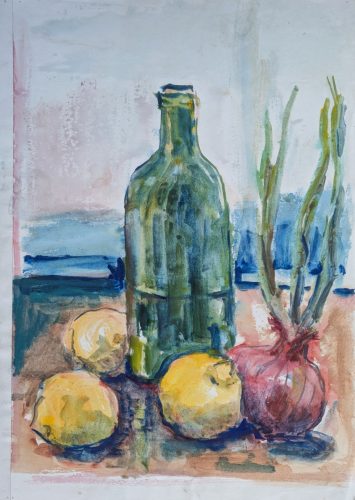 Stilleben mit Glasflasche II