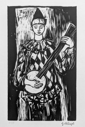 Harlekin-mit-Mandoline