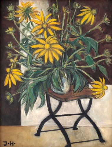 Blumen auf Gartenstuhl