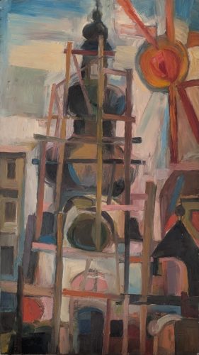 Kirchturm im Gerüst