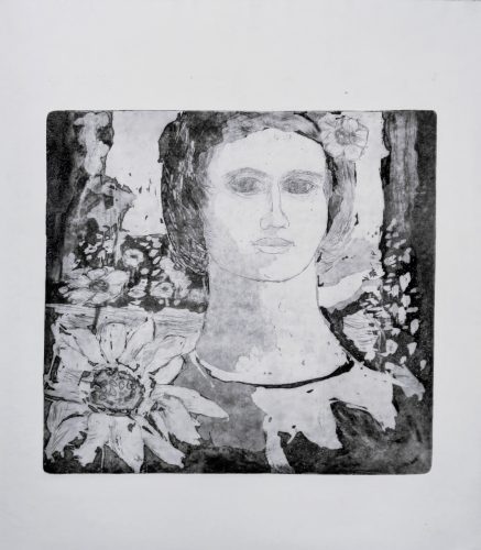 Frau mit Sonnenblume