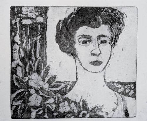 Frauenkopf mit Blumen